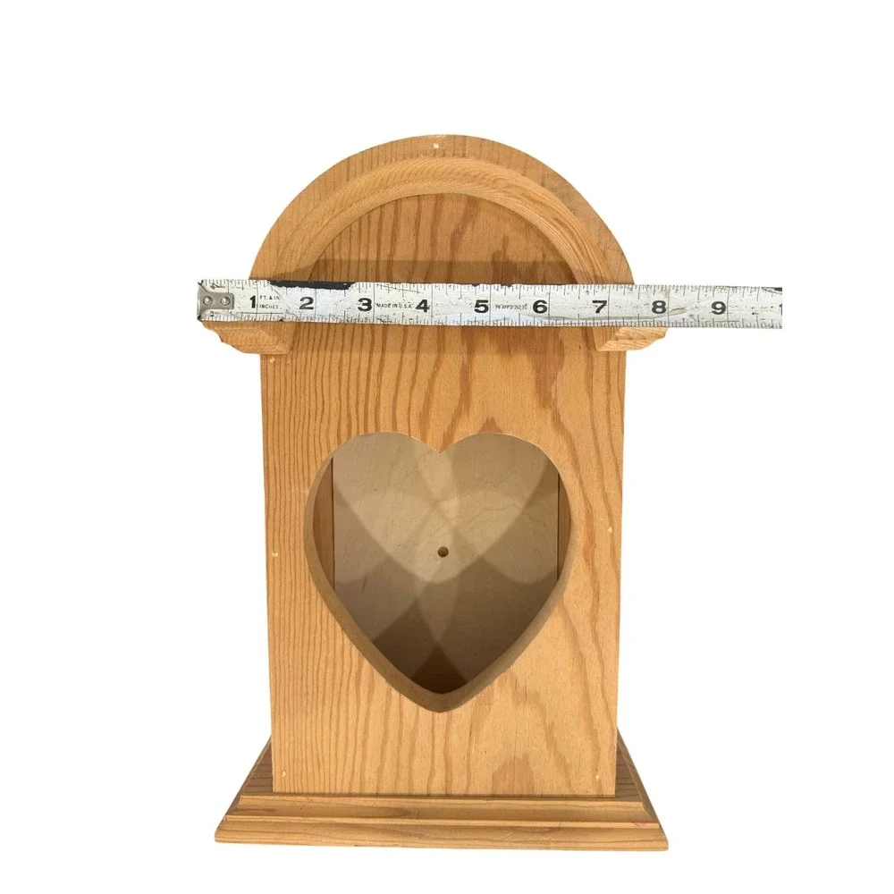 Handmade Unfinished Solid Wood Heart Wall Curio Shelf Cabinet‎ Primitive Cottage